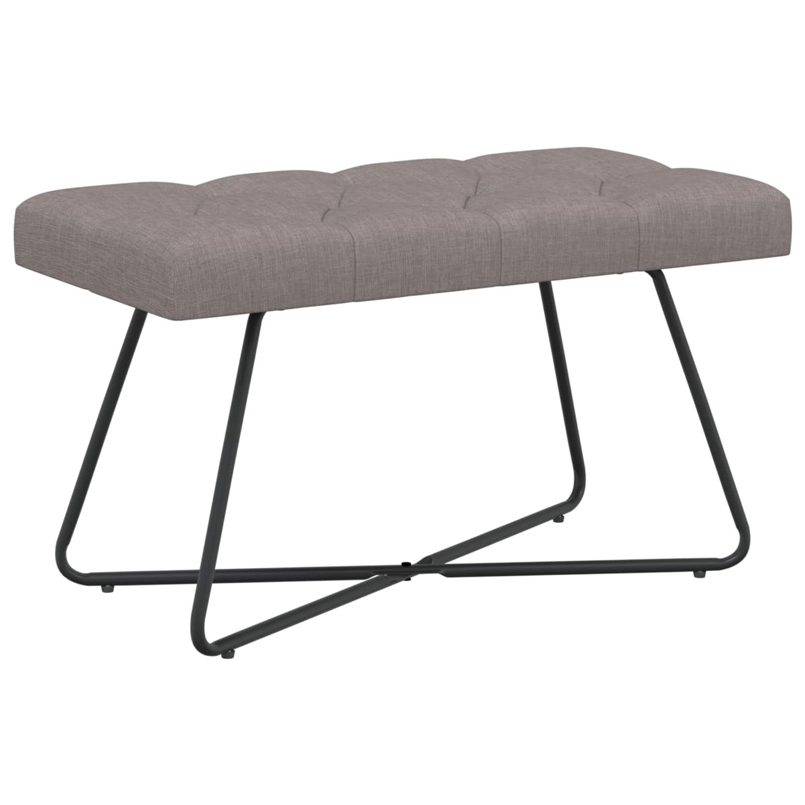 Bænk med knaptuftet sæde i stof - gråbrun, 80 × 40 × 46 cm billede