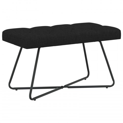 Bænk i stof med knap-tufting - sort, 80 × 40 × 46 cm