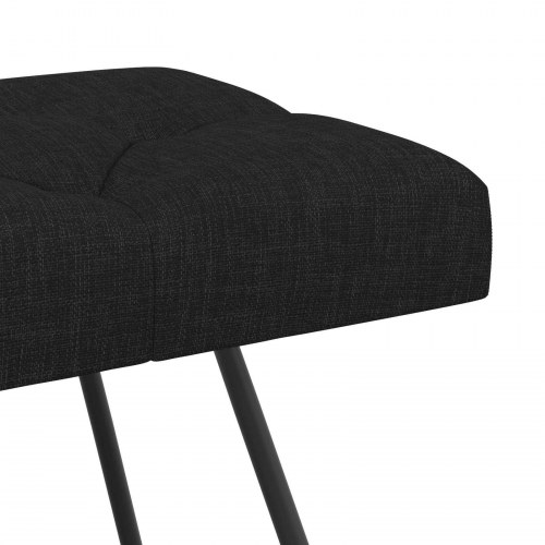 Bænk i stof med knap-tufting - sort, 80 × 40 × 46 cm
