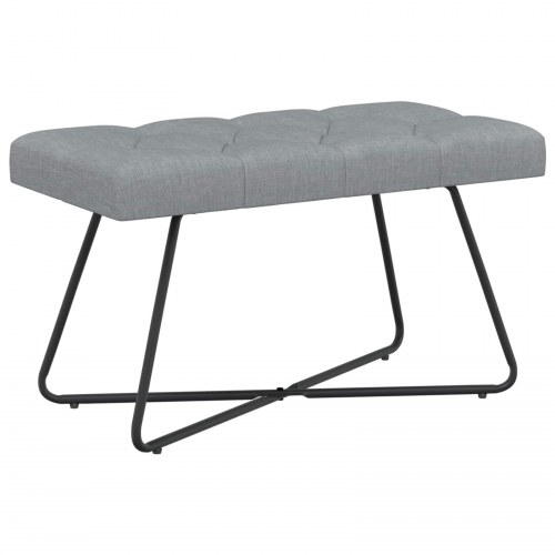 Bænk med knap-tufting - lysegrå stof, 80 × 40 × 46 cm