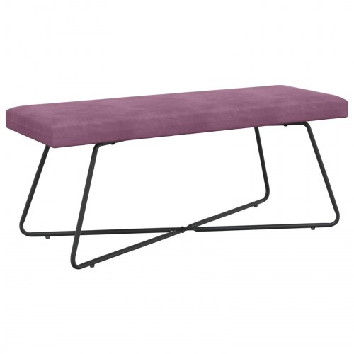 Bænk i velour - ensfarvet lilla, 110 × 40 × 45 cm