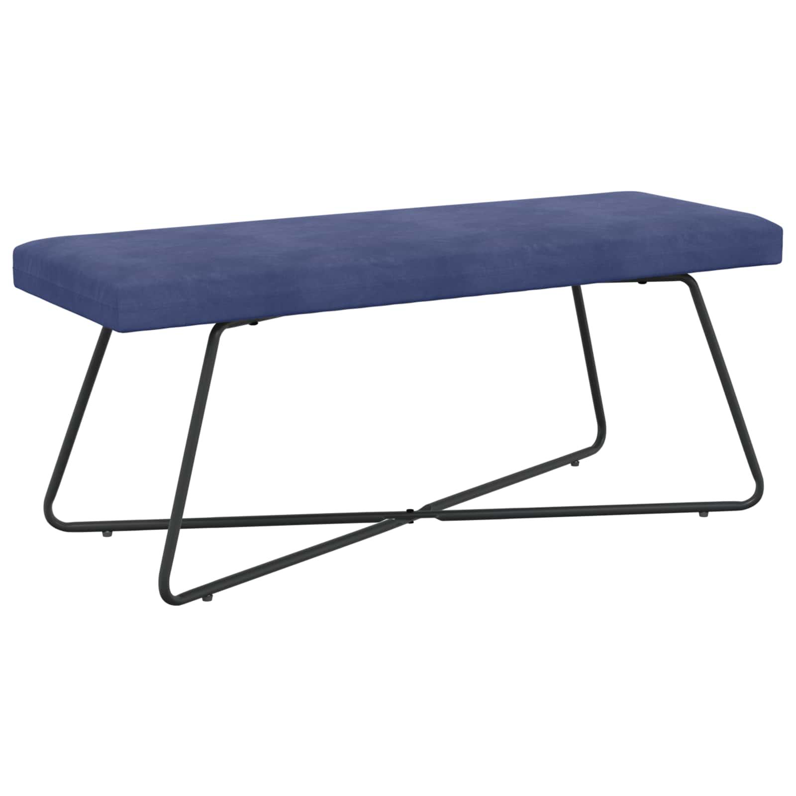 Polstret bænk i velour - politi blå, 110 × 40 × 45 cm billede