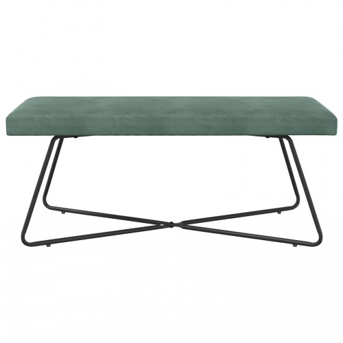 Bænk i velour - havgrøn, 110 × 40 × 45 cm med krydsben