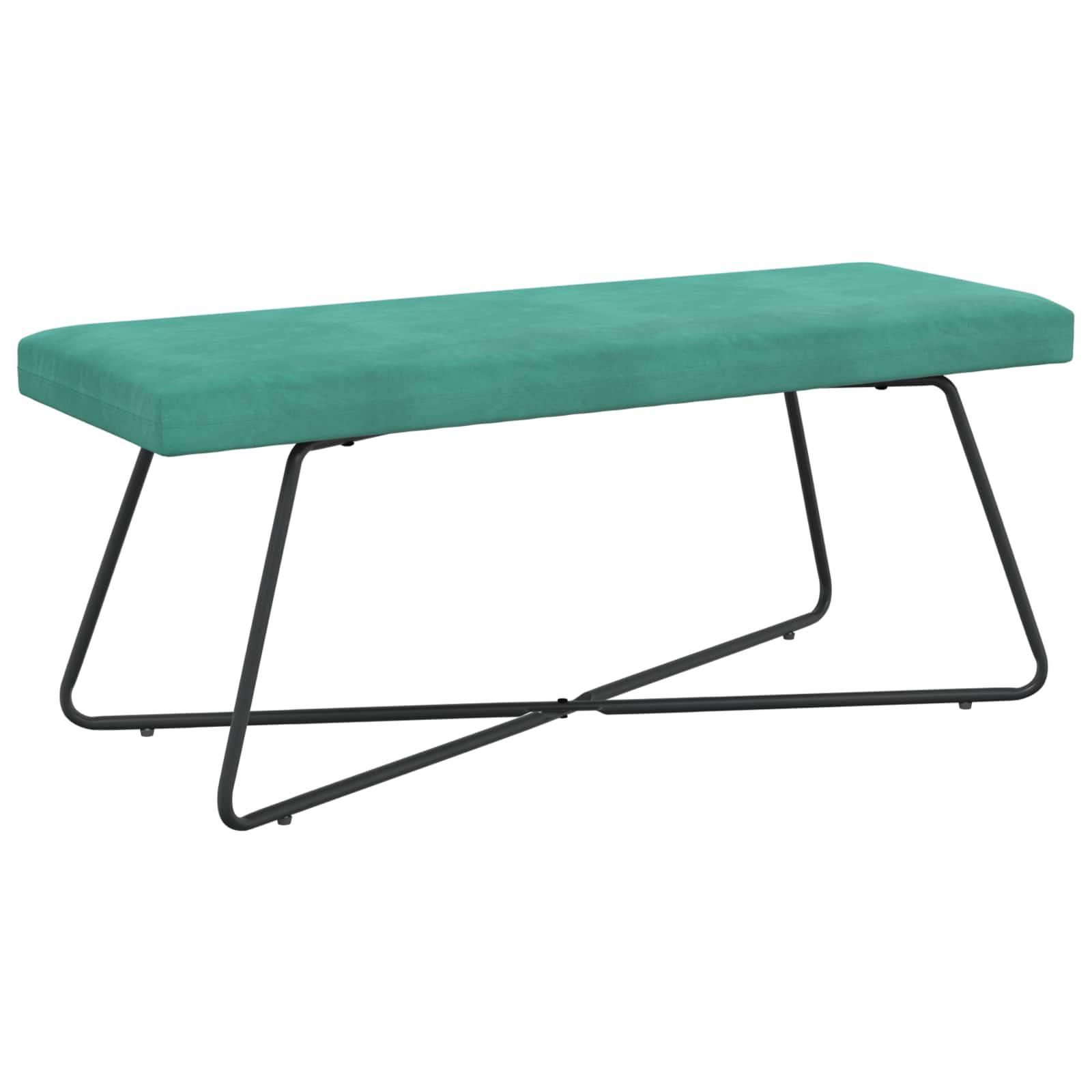 Bænk i velour - turkis, 110 × 40 × 45 cm med metal-krydsben billede
