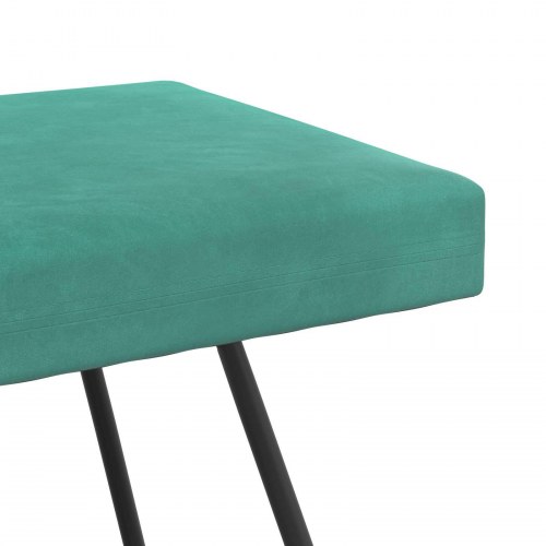 Bænk i velour - turkis, 110 × 40 × 45 cm med metal-krydsben
