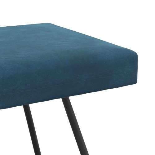 Bænk i velour - ensfarvet blå, 110 × 40 × 45 cm