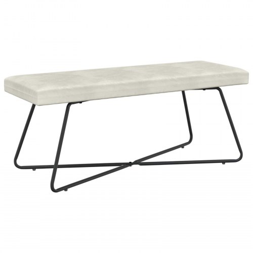 Bænk i velour - cremefarvet, 110 × 40 × 45 cm med krydsben