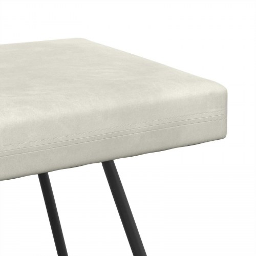 Bænk i velour - cremefarvet, 110 × 40 × 45 cm med krydsben