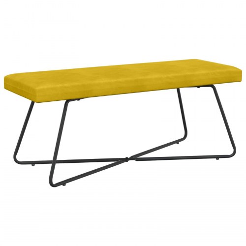 Bænk i velour - ensfarvet gul 110 × 40 × 45 cm med krydsben