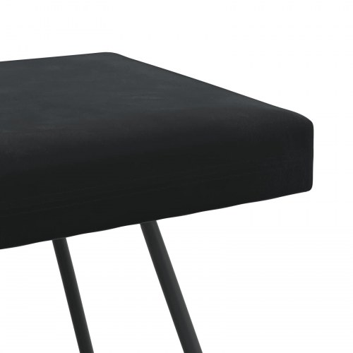 Bænk i velour - sort, 110 × 40 × 45 cm med krydsben