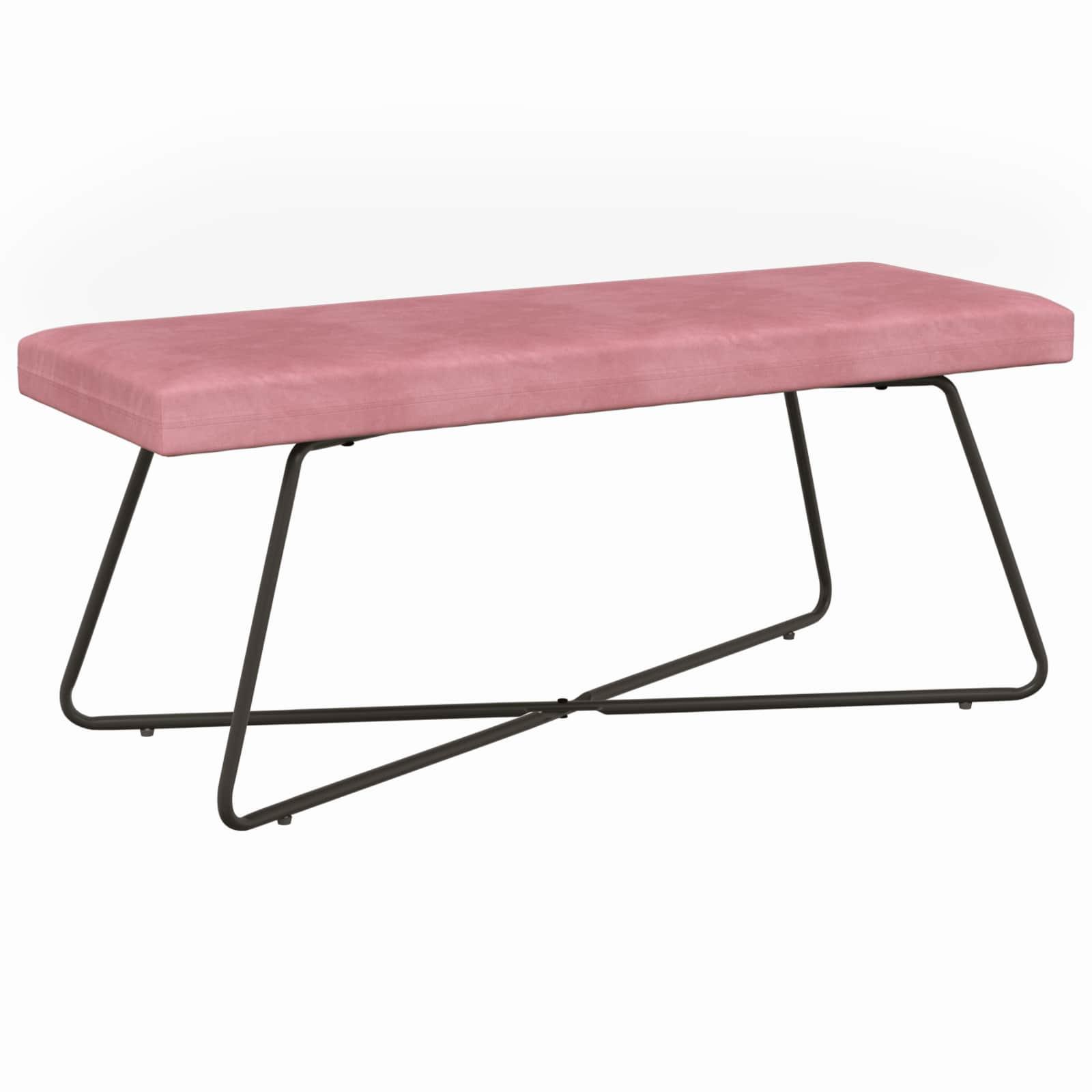 Bænk i velour - ensfarvet lyserød, 110 × 40 × 45 cm billede