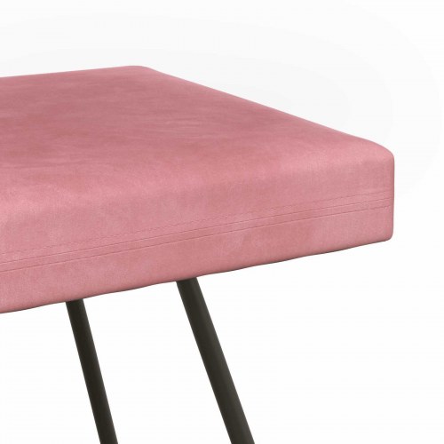 Bænk i velour - ensfarvet lyserød, 110 × 40 × 45 cm