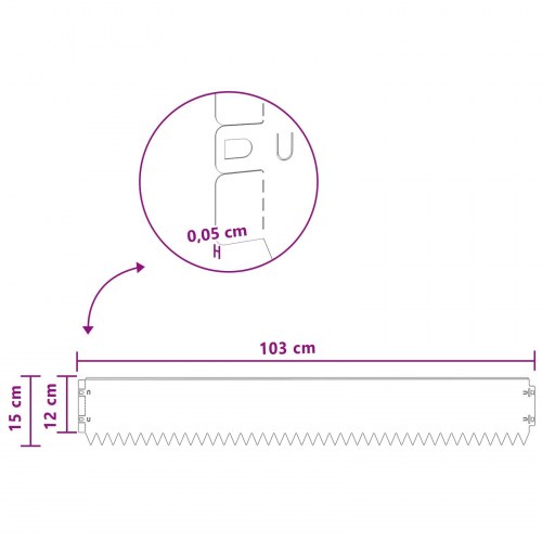 Plænekant - 30 stk stål, 103 × 15 cm, sort pulverlakeret