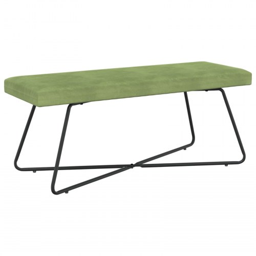 Bænk i velour - lys grøn 110 × 40 × 45 cm med krydsben