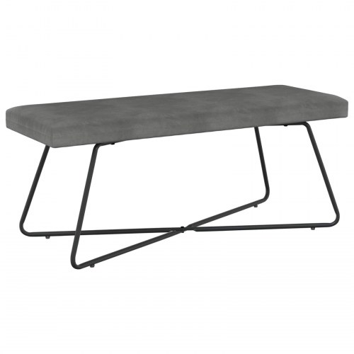 Bænk i velour - mørkegrå 110 × 40 × 45 cm med krydsben