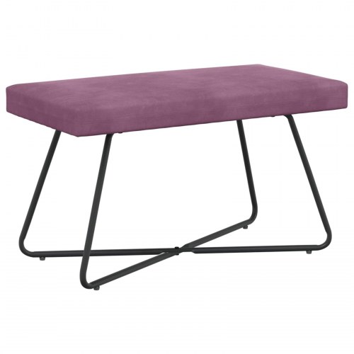 Bænk i velour - lilla, 80 × 40 × 45 cm med krydsben