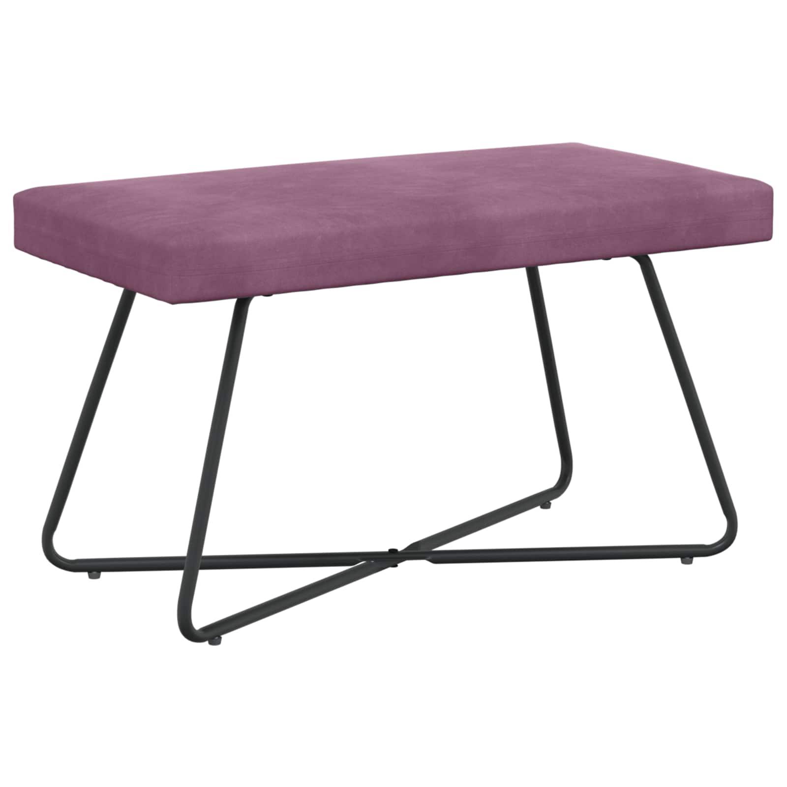 Bænk i velour - lilla, 80 × 40 × 45 cm med krydsben
