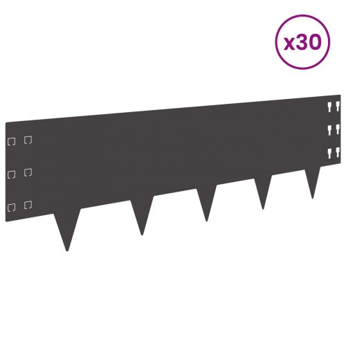 Plænekant 30 stk - stål, sort, 100 x 30 cm