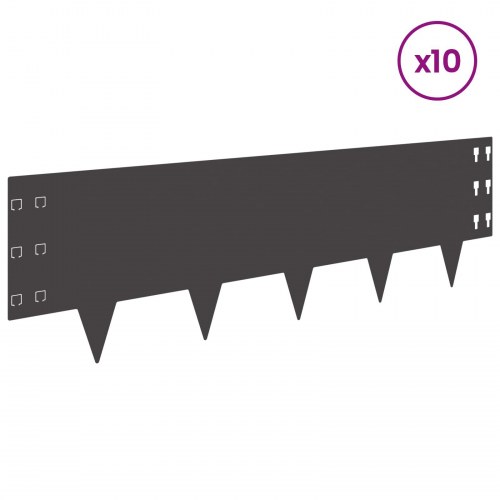 Plænekant 10 stk - stål, sort, 100 x 30 cm
