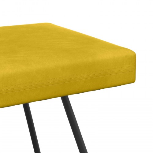 Bænk i velour - gul, 80 × 40 × 45 cm med krydsben