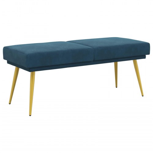Dobbeltlagret bænk i velour - blå, 120 × 45 × 46 cm