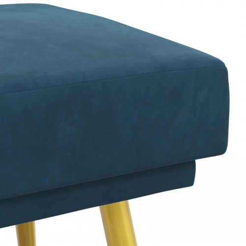 Dobbeltlagret bænk i velour - blå, 120 × 45 × 46 cm