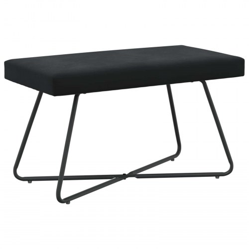 Bænk i velour - sort 80 × 40 × 45 cm med krydsben