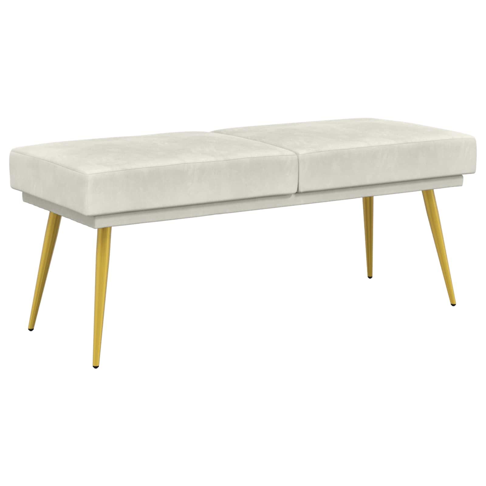 Dobbeltlagret bænk i velour - creme, 120 × 45 × 46 cm billede