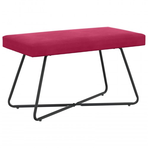Bænk i velour - vinrød, 80 × 40 × 45 cm med krydsben