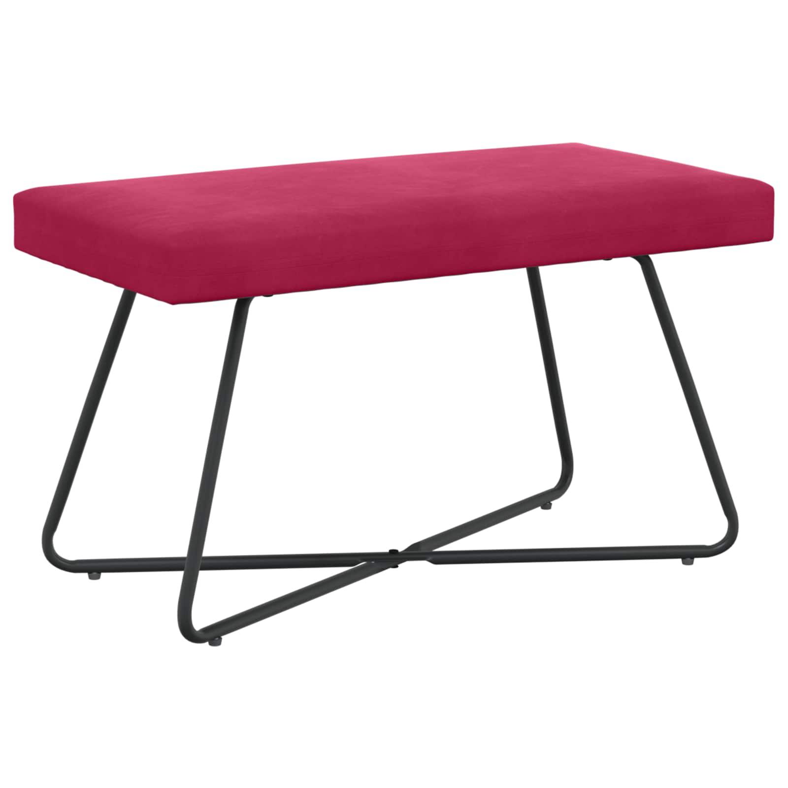 Bænk i velour - vinrød, 80 × 40 × 45 cm med krydsben billede
