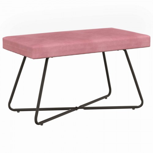 Bænk i velour - ensfarvet lyserød, 80 × 40 × 45 cm