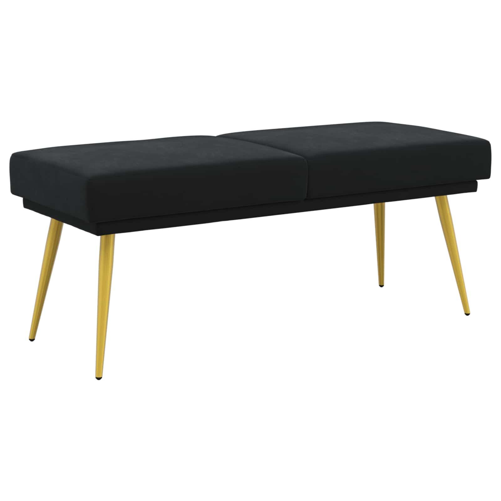 Dobbeltlagret bænk i velour - sort, 120 × 45 × 46 cm billede