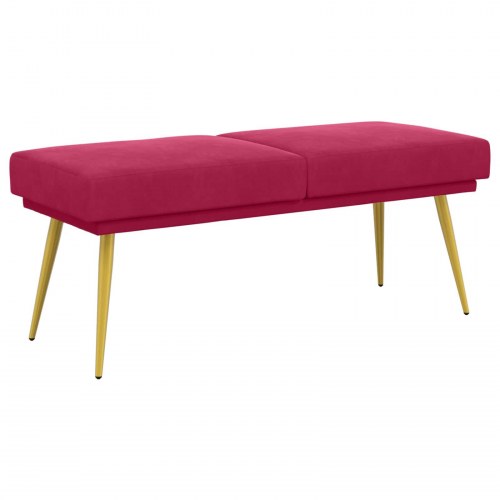 Dobbeltlagret bænk i velour - vinrød, 120 × 45 × 46 cm