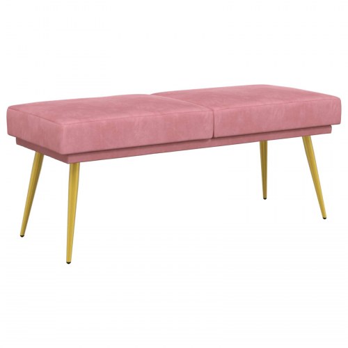 Dobbeltlagret bænk i velour - lyserød, 120 × 45 × 46 cm