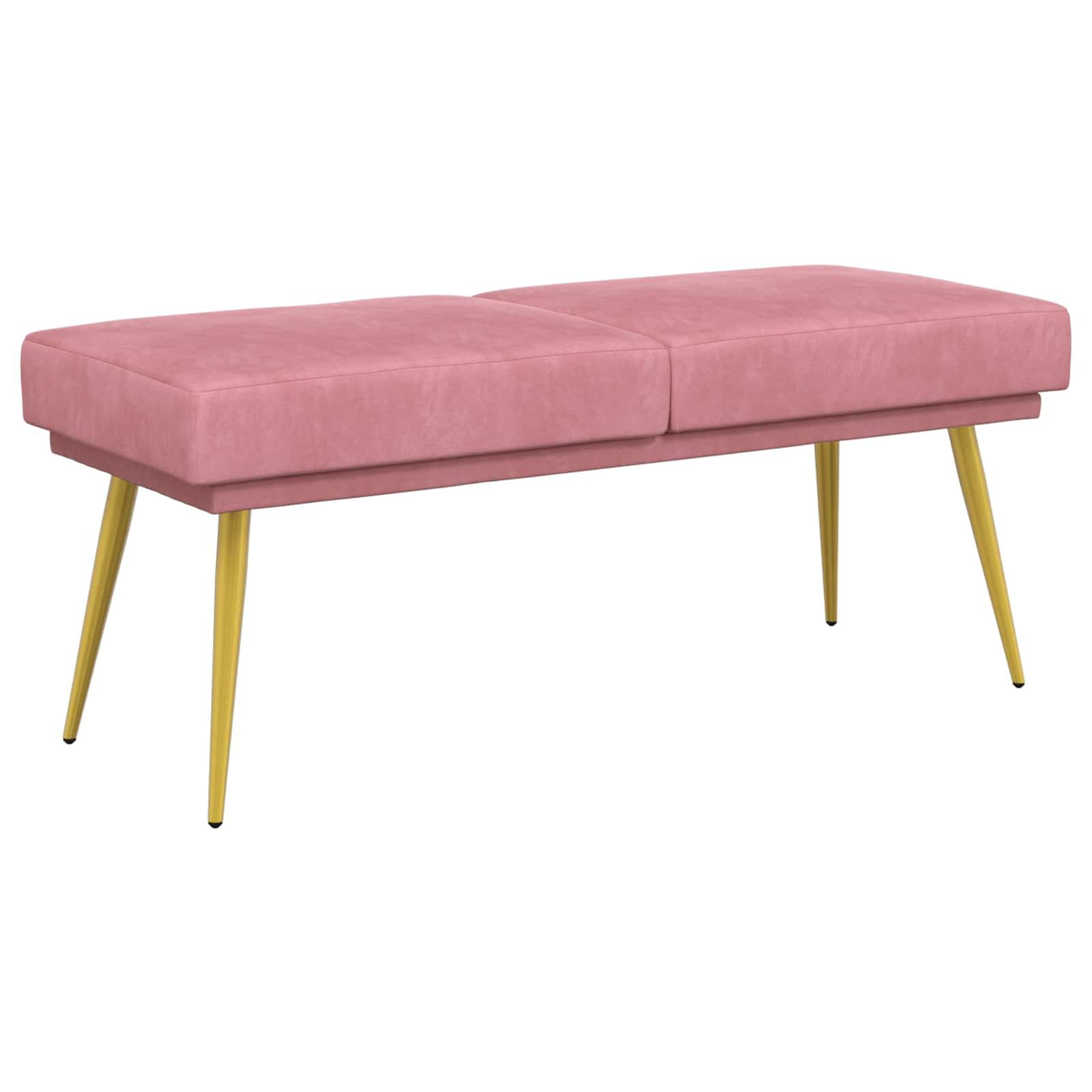 Dobbeltlagret bænk i velour - lyserød, 120 × 45 × 46 cm billede