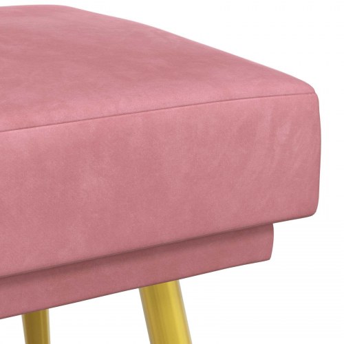Dobbeltlagret bænk i velour - lyserød, 120 × 45 × 46 cm