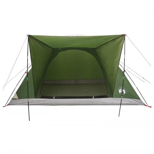 Camping telt med tag - grøn 6-personers i polyester og stål