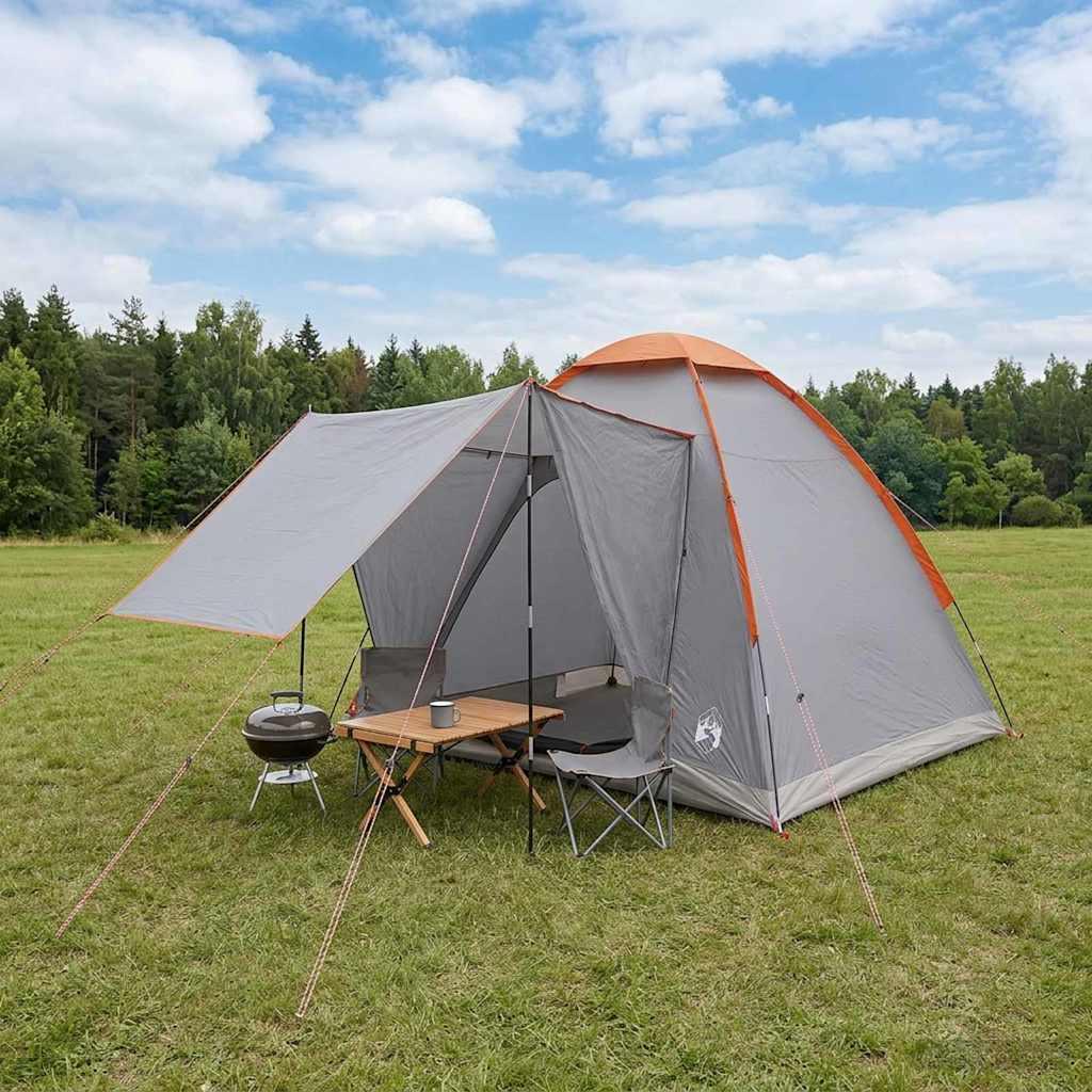 Camping telt - grå/orange 2-personers i polyester og stål billede