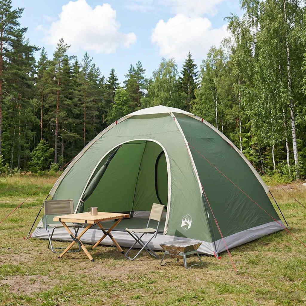 Camping telt med luftventil - grøn 275 × 215 × 125 cm (4 personer) billede