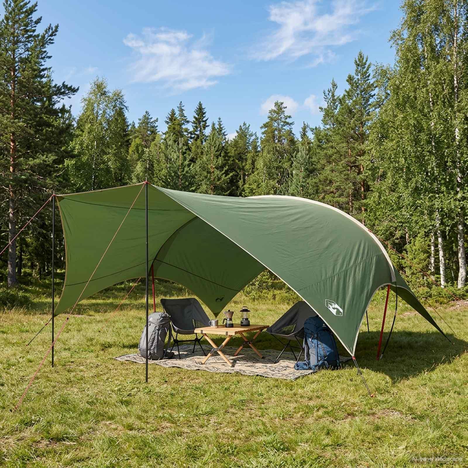 Camping tarp vandafvisende - Grøn 690 × 580 × 255 cm billede