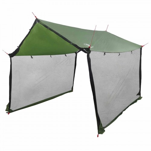 Camping tarp med meshvægge - grøn 340 × 260 × 220 cm