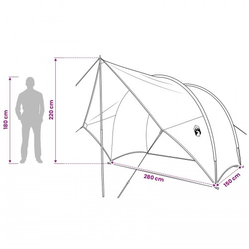 Tailgate awning - vandafvisende campingmarkise, grøn 405 × 280 × 220 cm
