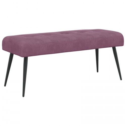Bænk i velour med knap-tufting - lilla, 110 × 40 × 46 cm