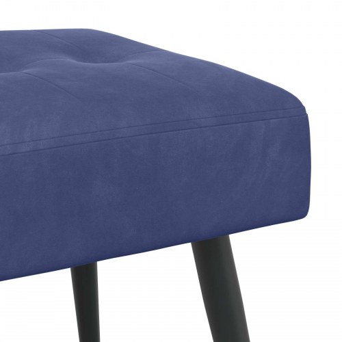 Bænk i velour med knap-tufting - politi blå, 110 × 40 × 46 cm
