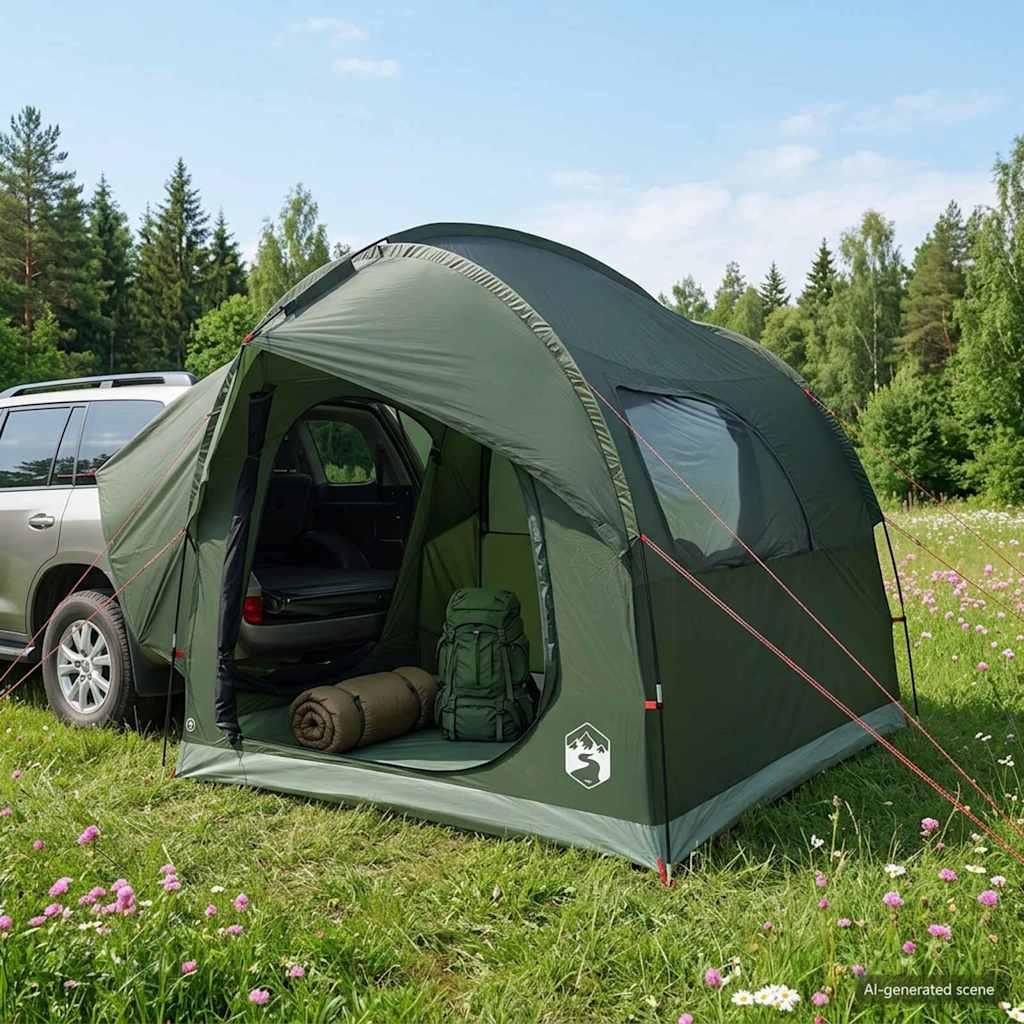 Bil-telt med tag - army grøn 239 × 210 × 210 cm, polyester og stål billede