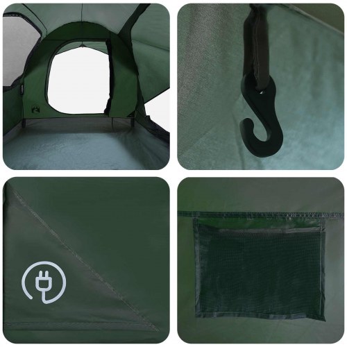 Bil-telt med tag - army grøn 239 × 210 × 210 cm, polyester og stål