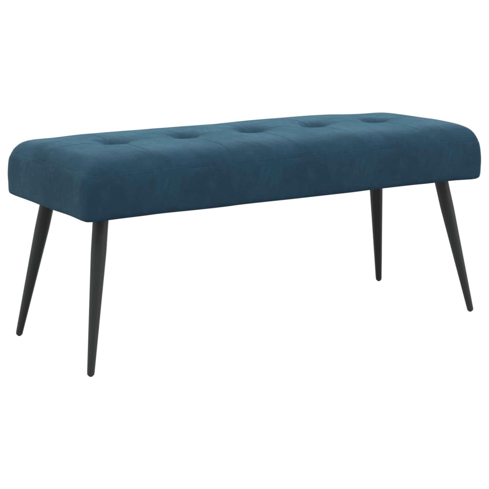 Bænk i velour med knap-tufting - blå, 110 × 40 × 46 cm billede