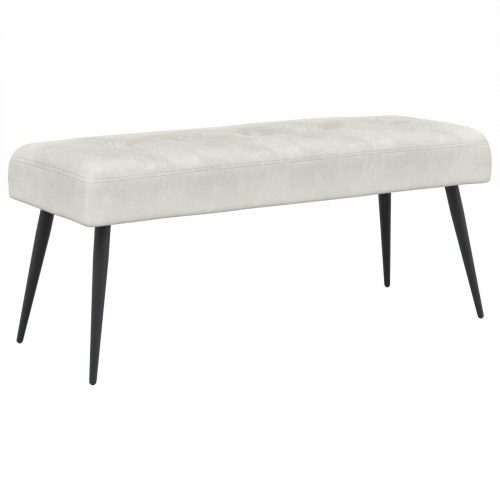 Bænk med knap-tufting i velour - creme, 110 × 40 × 46 cm