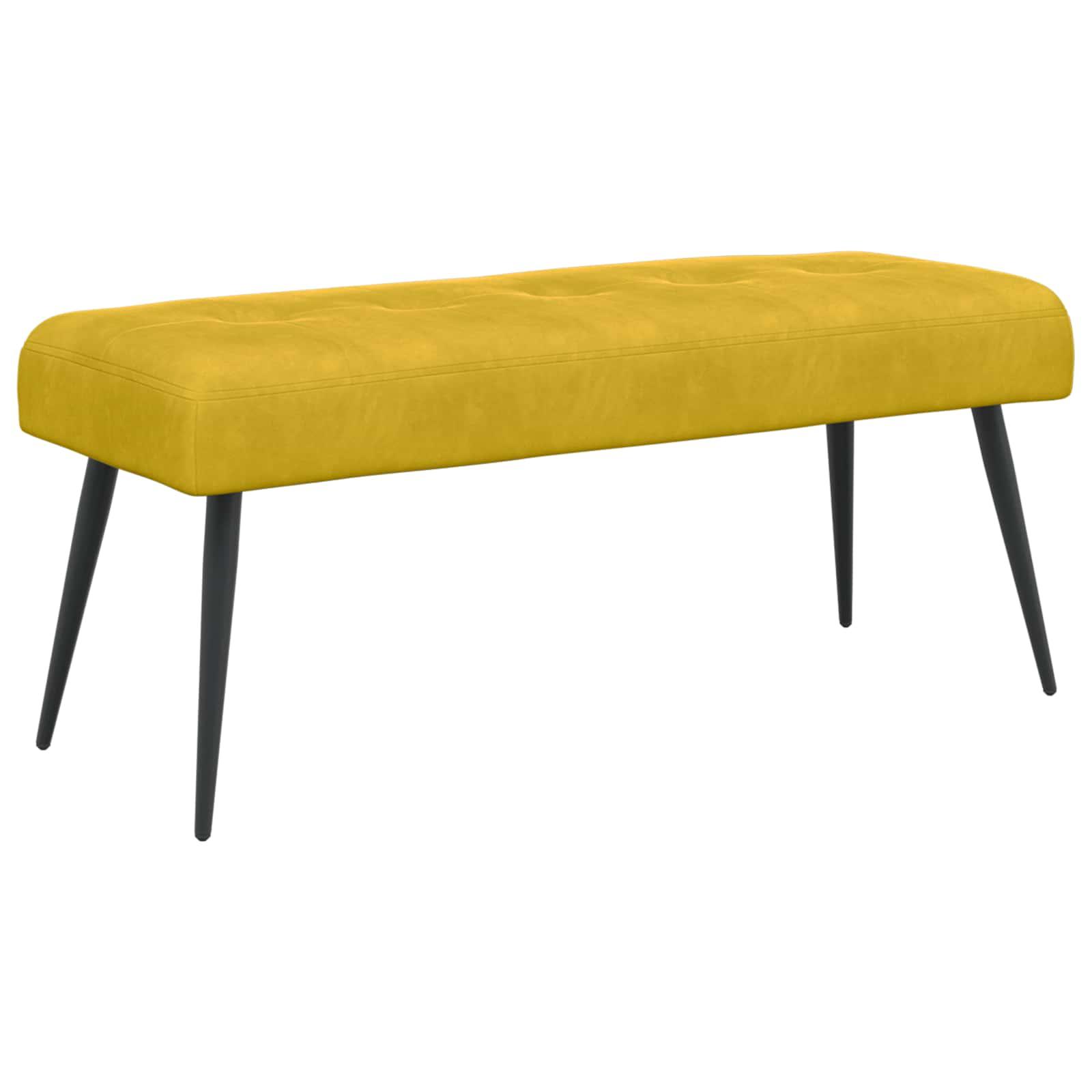 Bænk med knap-tufting i velour - gul, 110 × 40 × 46 cm billede