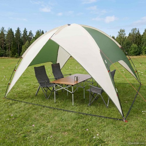 Camping telt med regnslag - kuppeltelt, grøn, 4-personers